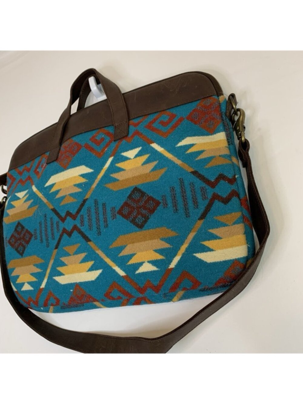 Pendleton Aztec Wool Laptop Bag Blue Large - Picture 3 of 5
